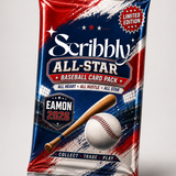 Scribbly All-Star personalized baseball card foil pack