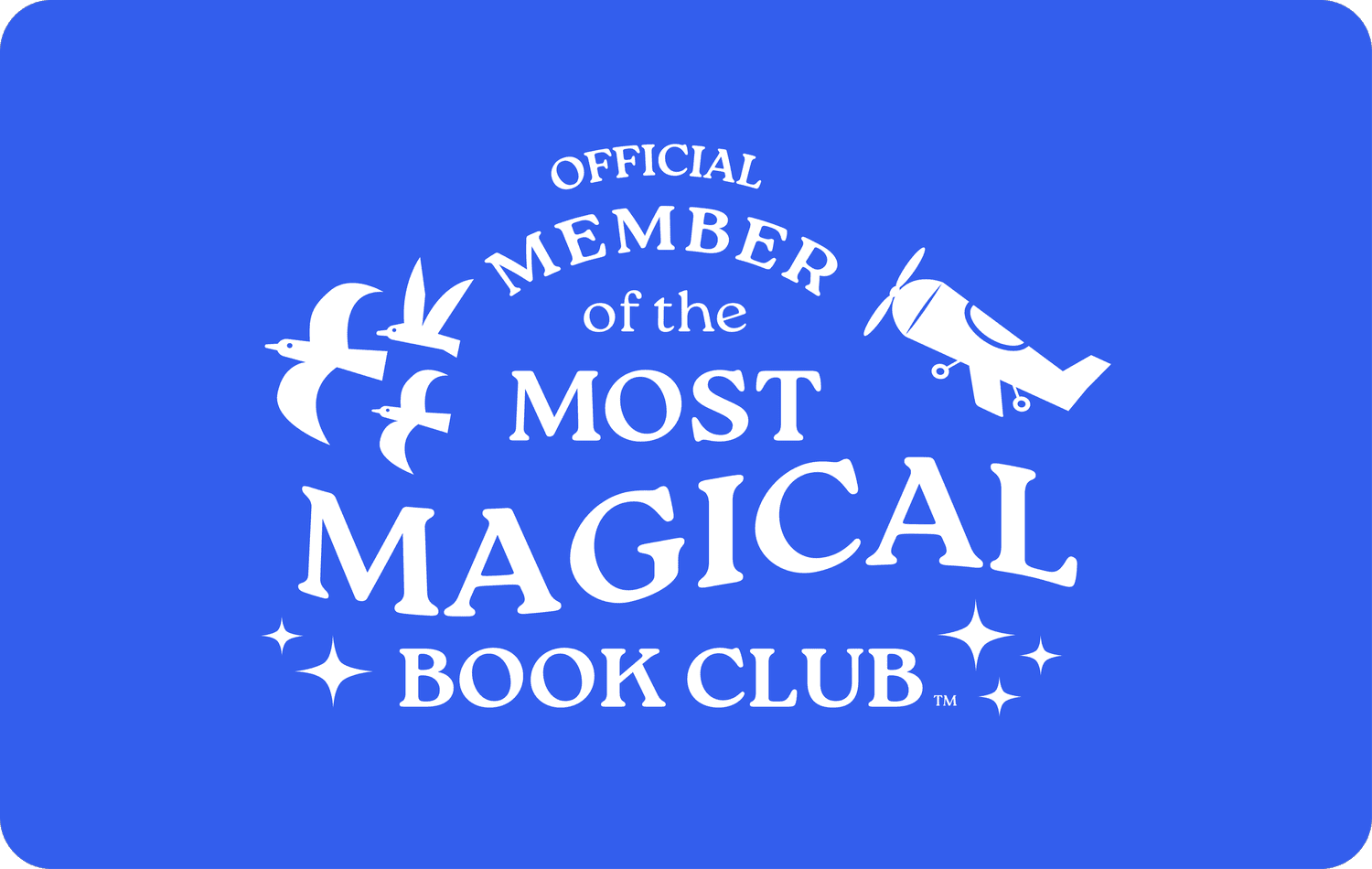 The blue back of the card reading Official Member of the Most Magical Book Club
